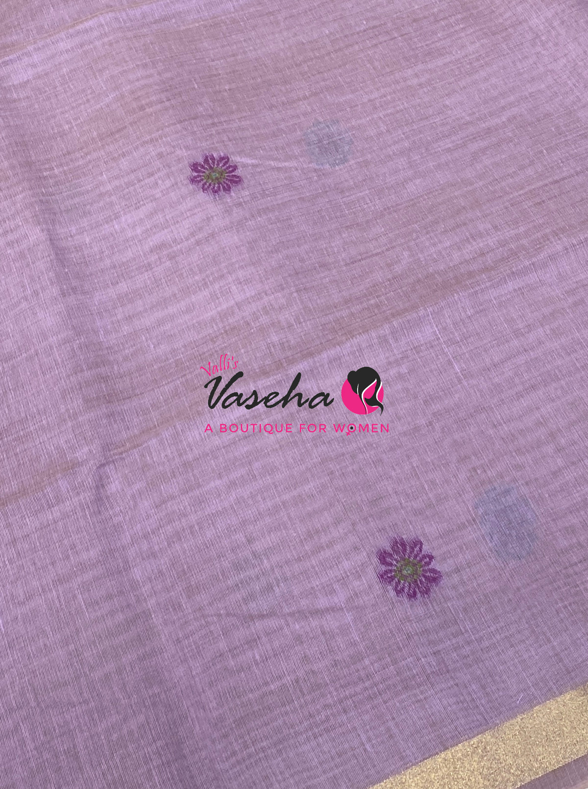 Muga Cotton Saree - Lavender Shade - VVMCS002