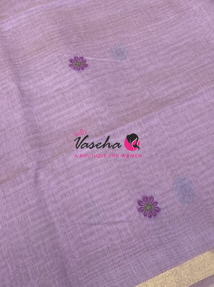 Muga Cotton Saree - Lavender Shade - VVMCS002