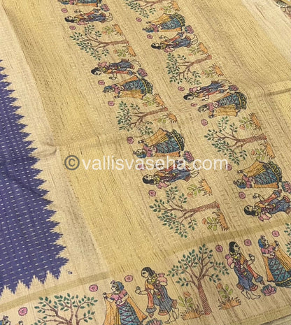 Semi Tussar Silk - Vairavoosi Design - Lavender & Cream Shade - VVSTS030