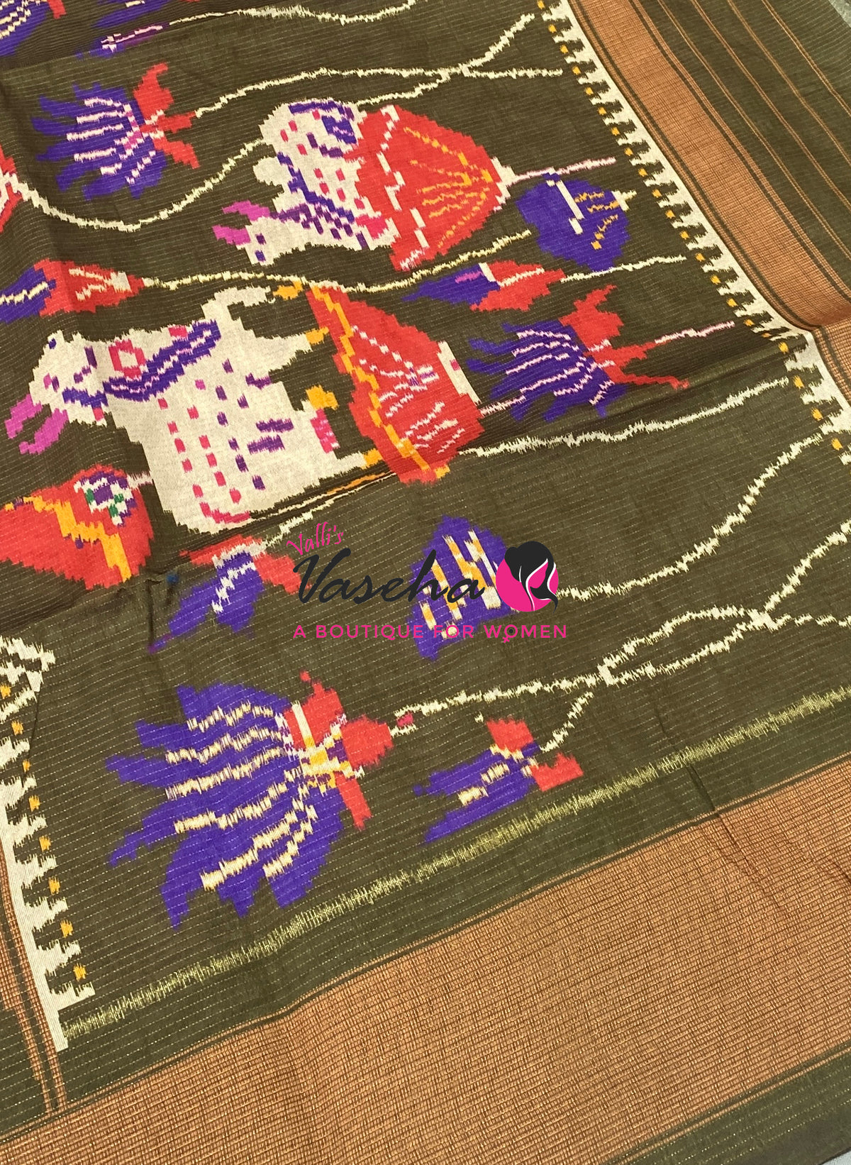 Art Tussar / Art Silk - Maroon & Green  Shade - VVATS006