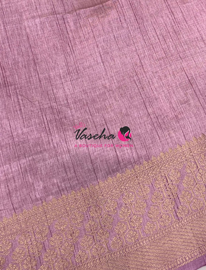 Semi Tussar Silk - Grand Pallu  - Light Lavender Shade - VVSTS071