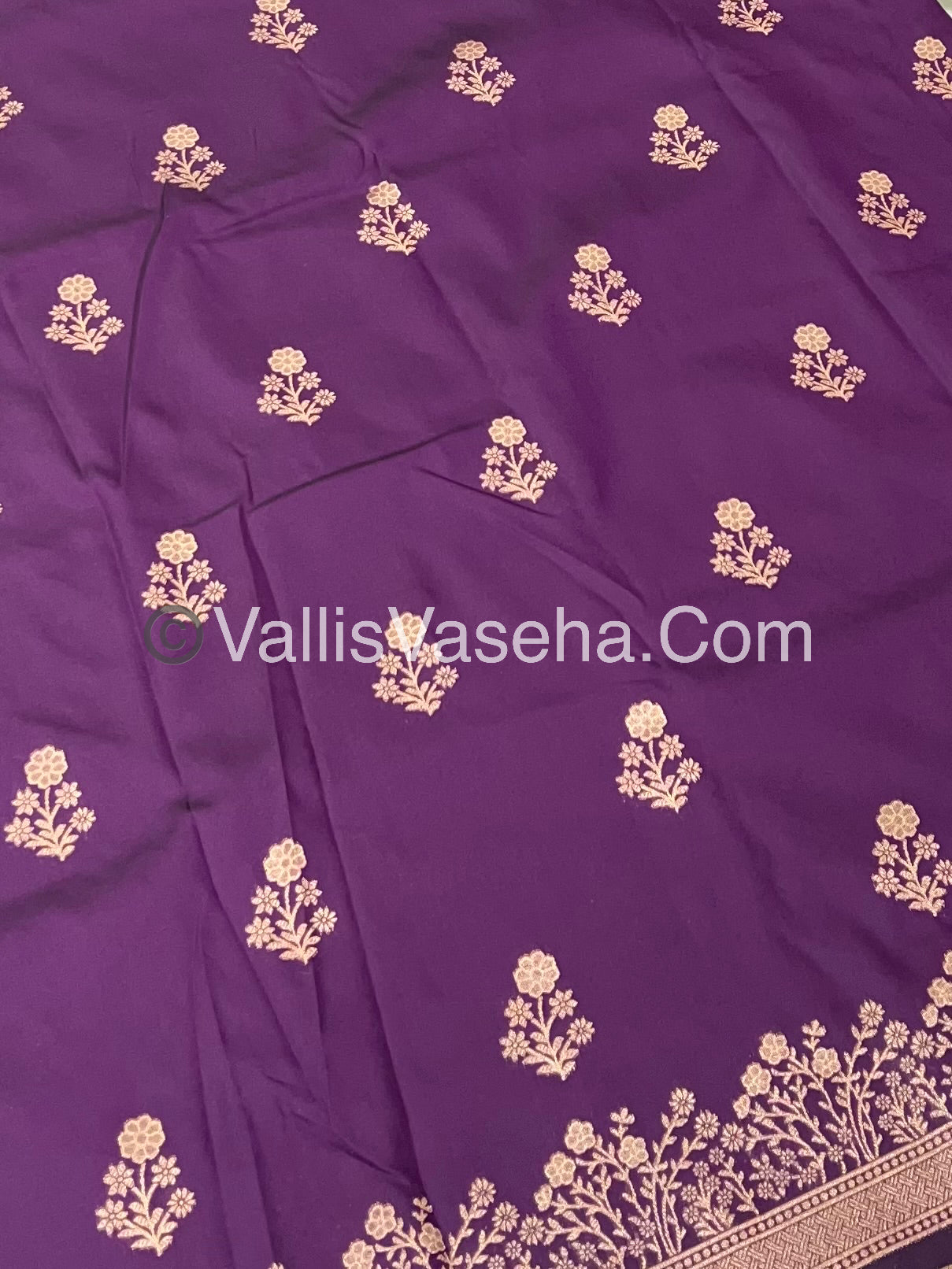 Semi Soft Silk with Border - Dark Purple Shade -VVSSS013