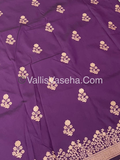 Semi Soft Silk with Border - Dark Purple Shade -VVSSS013