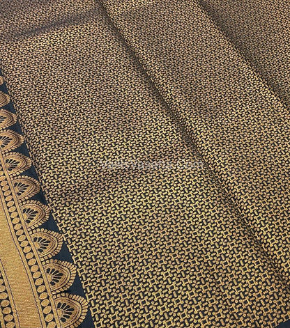 Kanchi Semi Silk  - Yellow with Black  - VVKSS003