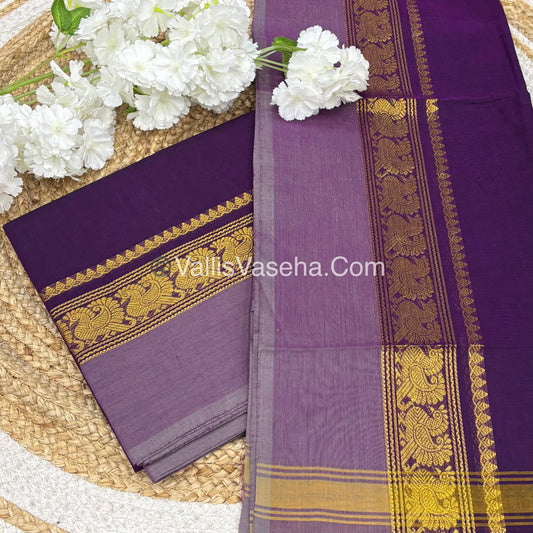 Unstitched Salwar Material -Kanchi Cotton - 2PCS Set - Double Tone Purple with Grey - VVUKM003