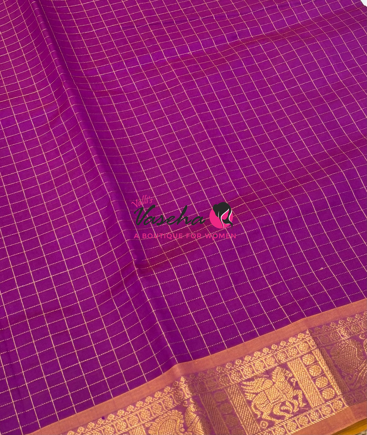 Semi Silk Cotton Saree - Checks Pattern - VVSSC019