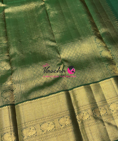 Pure Vintage Korvai Kanchipuram Silk Saree - Yellow & Green Combo - VVPS021