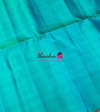Pure Soft Silk Saree - Border Less - Turquoise Blue Shade - VVPSS081