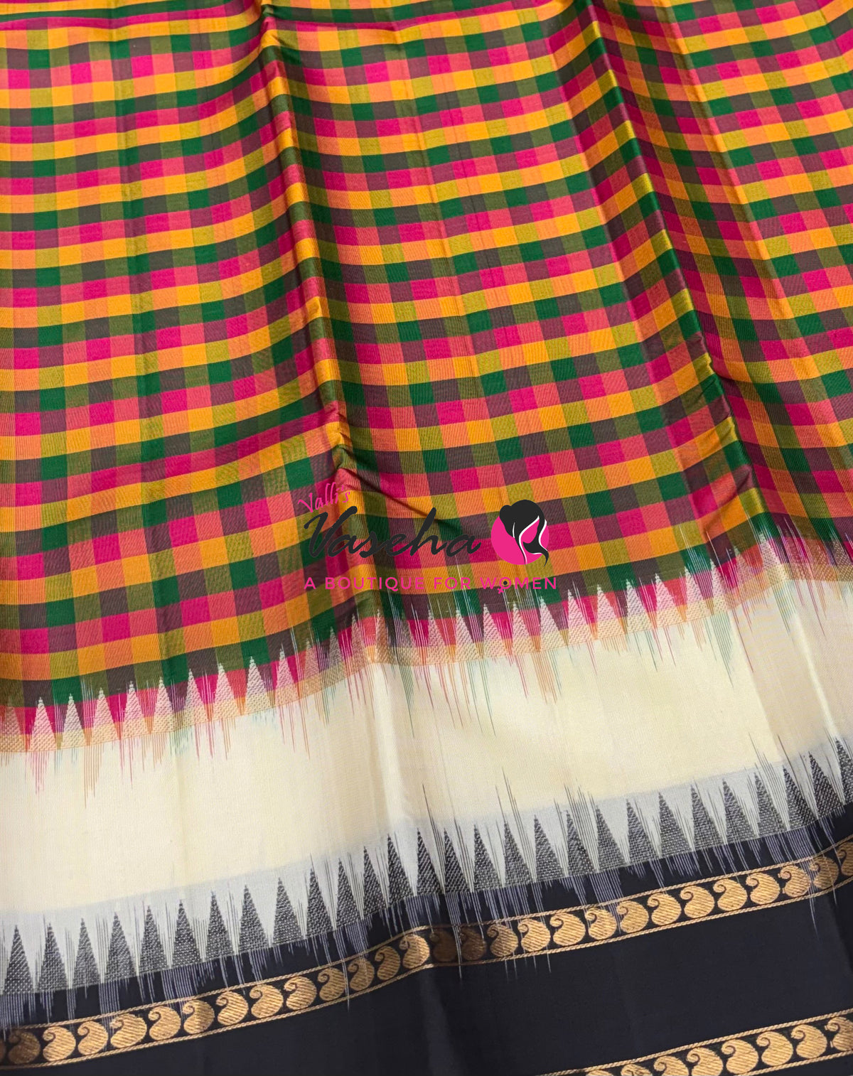 Pure Kanchipuram Silk Saree - Pazhum Pazhamum Checks - VVPS006