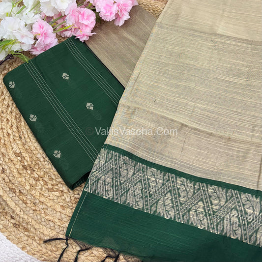 Unstitched Salwar Material -Raw Silk - Green Shade - VVUSM011
