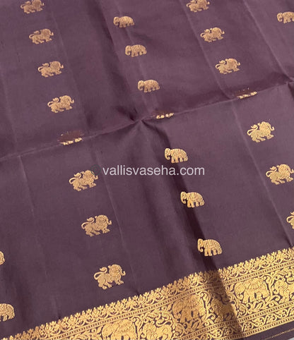 Pure Soft Silk Saree - Kanchi Border -  Brown Shade - VVPSS046