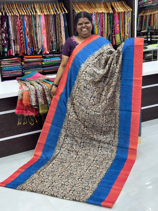 Semi Tussar -Blue & Peach - VVSTS005