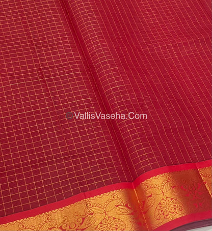 Semi Silk Cotton Saree - Grey With Red Shade - VVSSC006