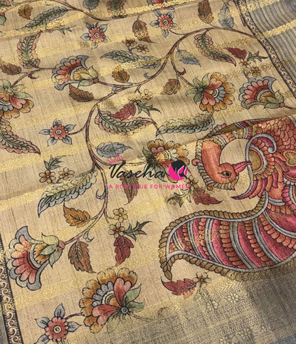 Semi Art Silk Saree - Rust Orange & Grey Shade - VVSAT003