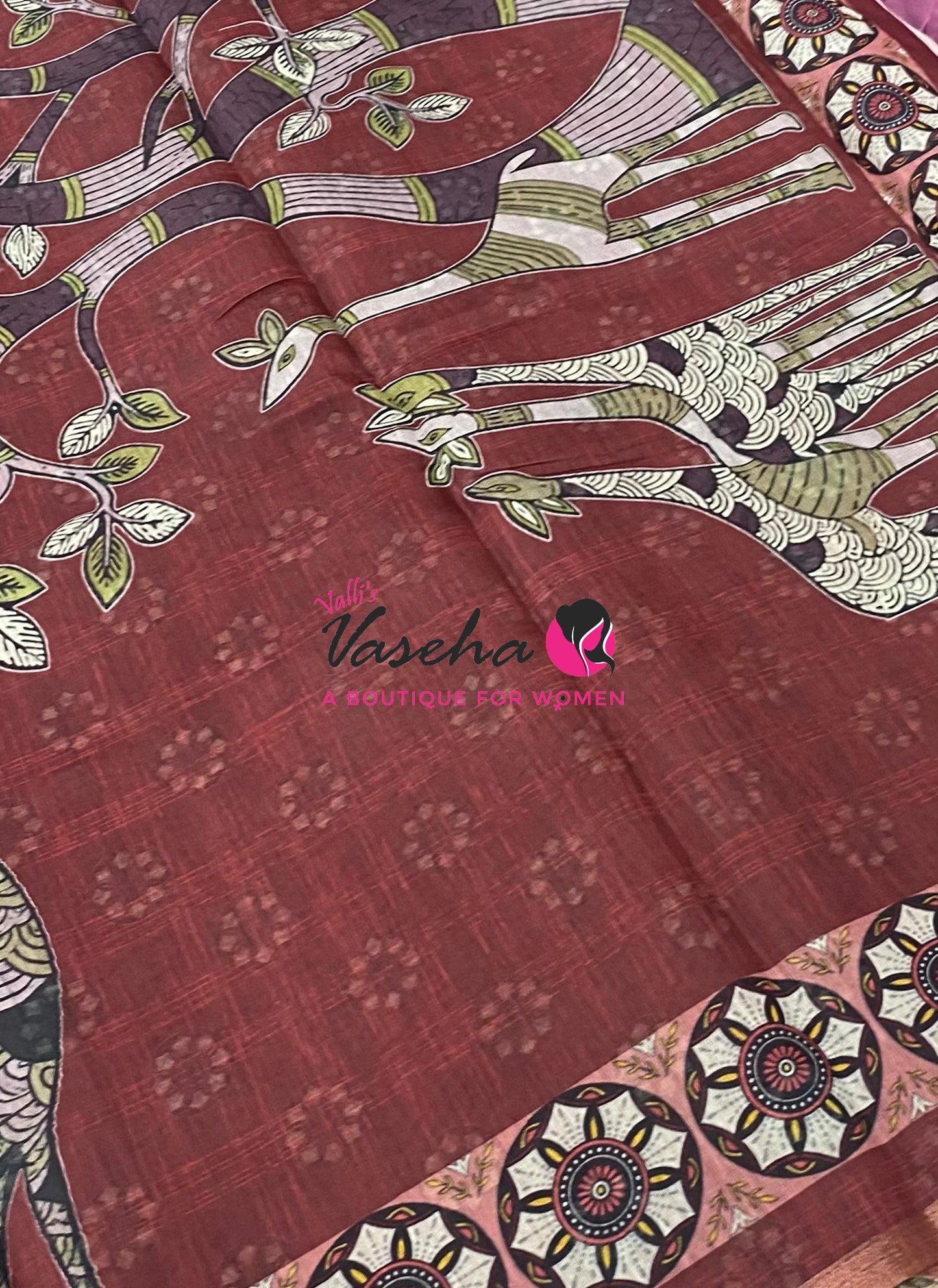 Semi Chanderi Saree - Maroon Shade - VVSCS008