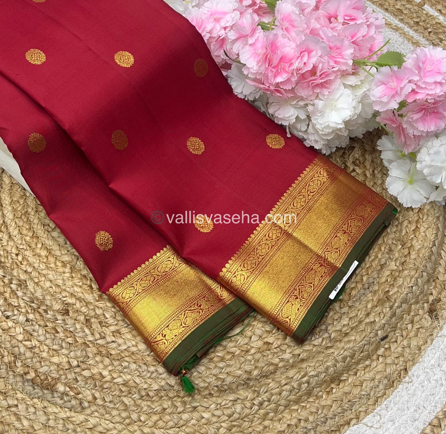 Pure Kanchipuram Silk Saree - Maroonish Red Shade - VVPS010