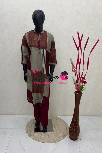 Ready Made - Top & Bottom(2pc) Co-Ord Set  - VVRMS021