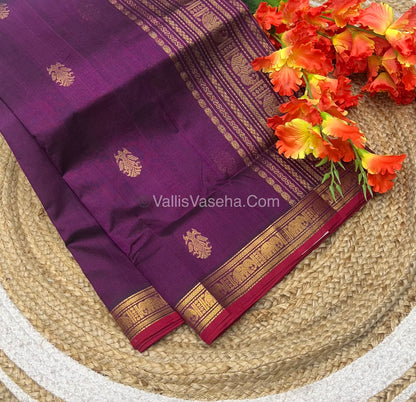 Pure Silk Cotton Saree - Retta Mayil Design -  Purple Shade - VVRMS001