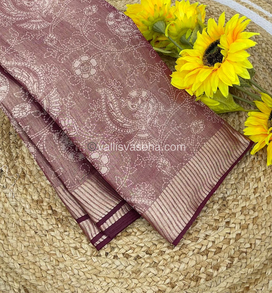 Semi Tussar Silk - Maroon Shade - VVSTS001