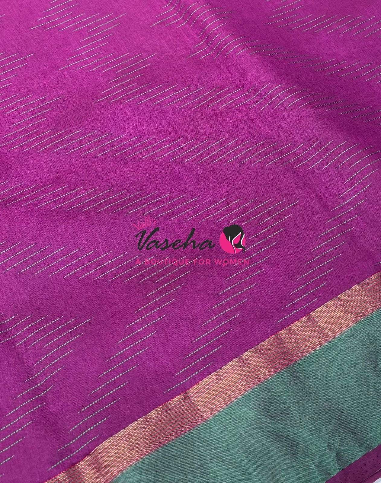 Semi Silk Saree - Thread Work Weaving - Purple With Green - VVSSS0038