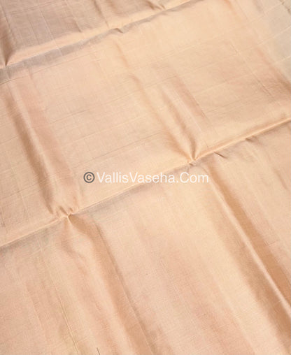 Dark green  with creamish light peach Combo - Pure Soft Silk Saree - VVPSS010
