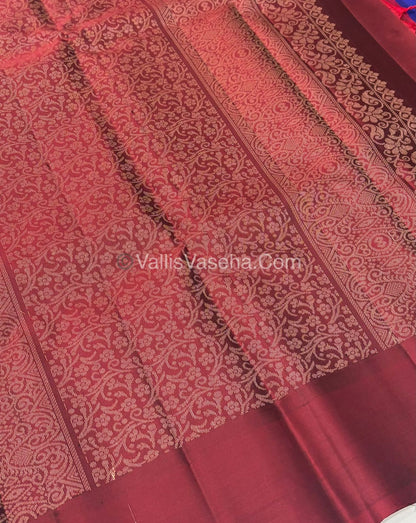 Half Mixed Soft Silk Saree - Blue With Brown  - VVPSS073