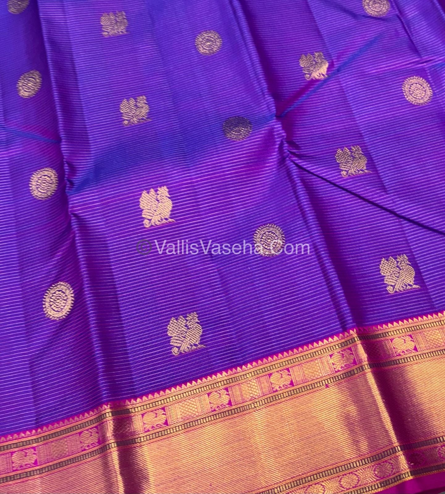 Pure Kanchipuram Silk Saree - Vaira Voosi design - Purple & Pink Shade - VVPS027