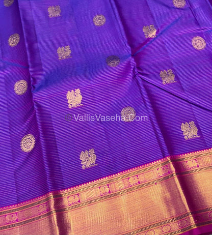 Pure Kanchipuram Silk Saree - Vaira Voosi design - Purple & Pink Shade - VVPS027
