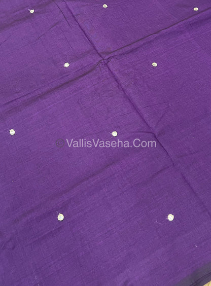 South Mixed Cotton - Mirror Work Embroidery - Purple With Grey  - VVPCM002