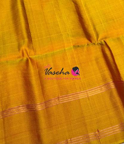 Pure Soft Silk Saree -Red & Mango Yellow Shade - VVPSS116