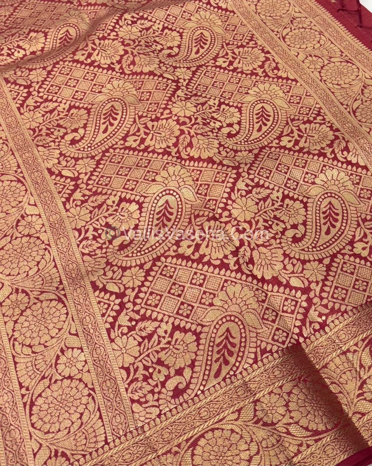 Semi Tussar Silk - Grand Pallu  - Maroon Shade - VVSTS029