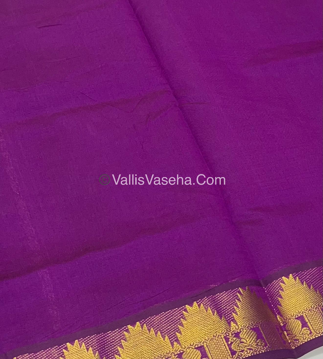 Semi Silk Cotton Saree - Green With Purple Shade - VVSSC005