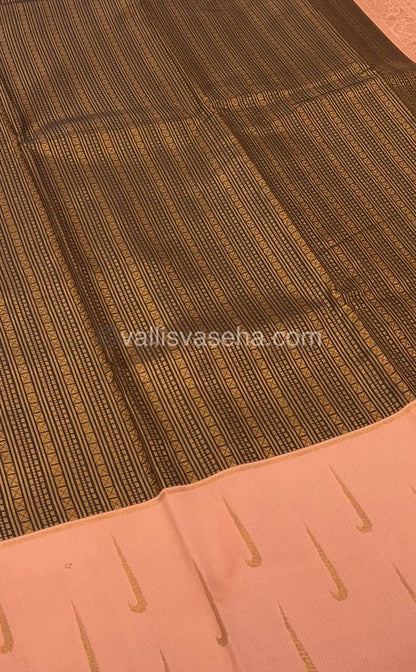 Kanchi Semi Silk - Brown with Peach - VVKSS001