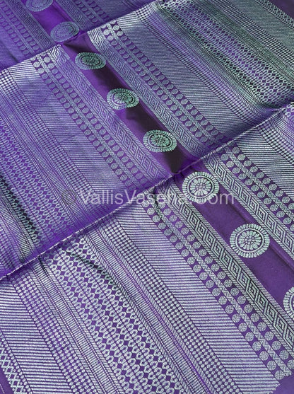 Pure Soft Silk Saree - Antique Zari - Border Less - Purple - VVPSS037