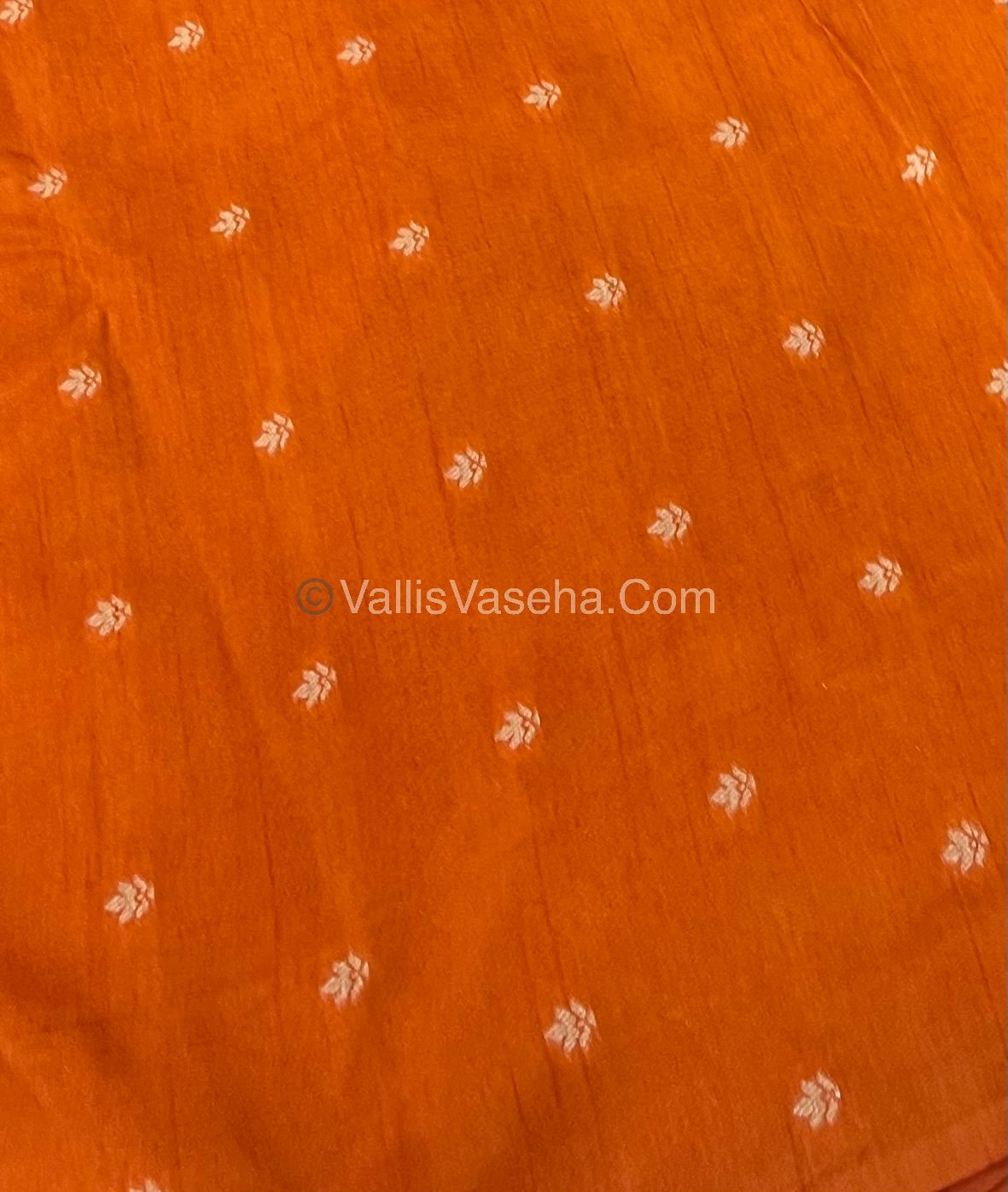 Semi Tussar Silk - Vairavoosi & Elephant Design -  Rust Orange shade-VVSTS019