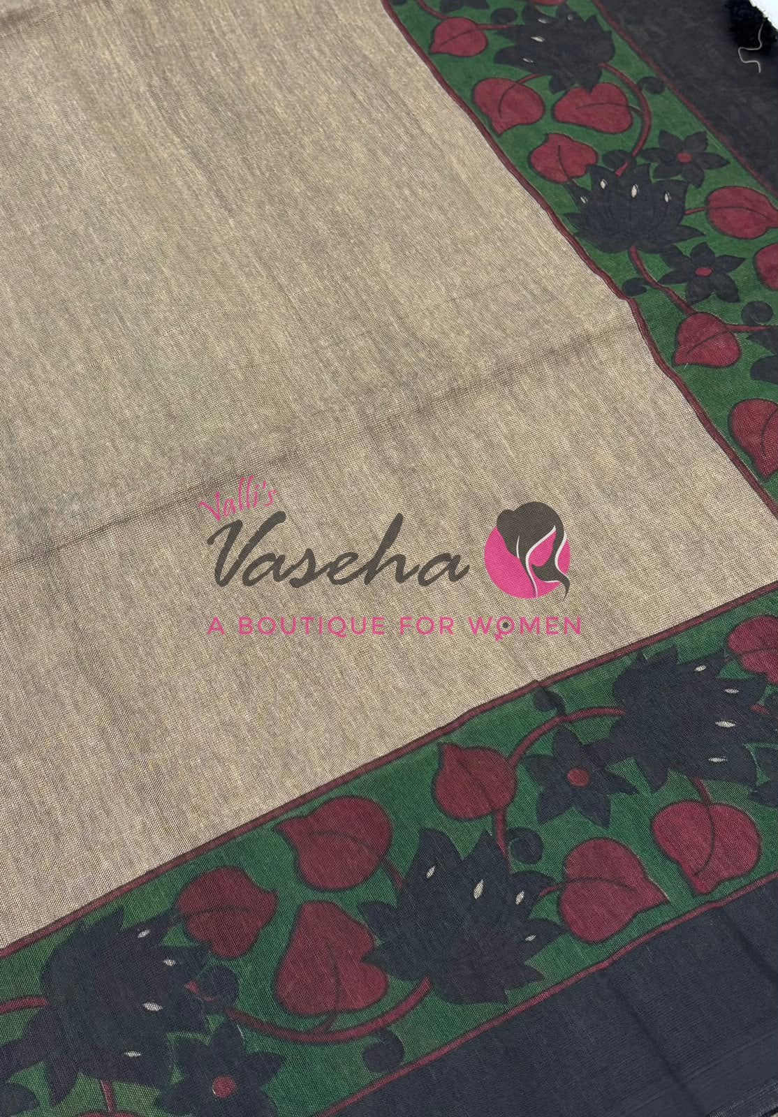 Handloom Cotton Sarees with Kalamkari Blouse - VVKCK003