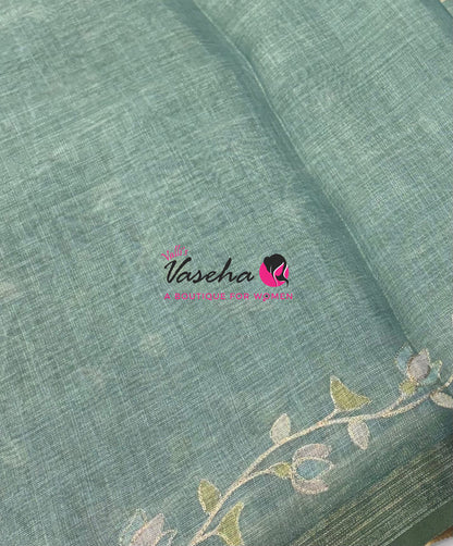 Linen Tissue Saree - Blue Shade - VVLTS003