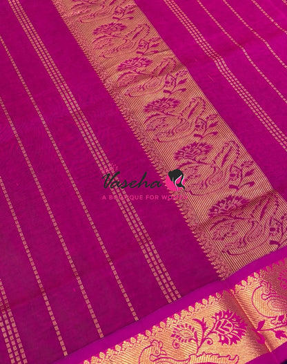 Semi Silk Cotton Saree - Small Round with Zari Butta  - VVSSC014