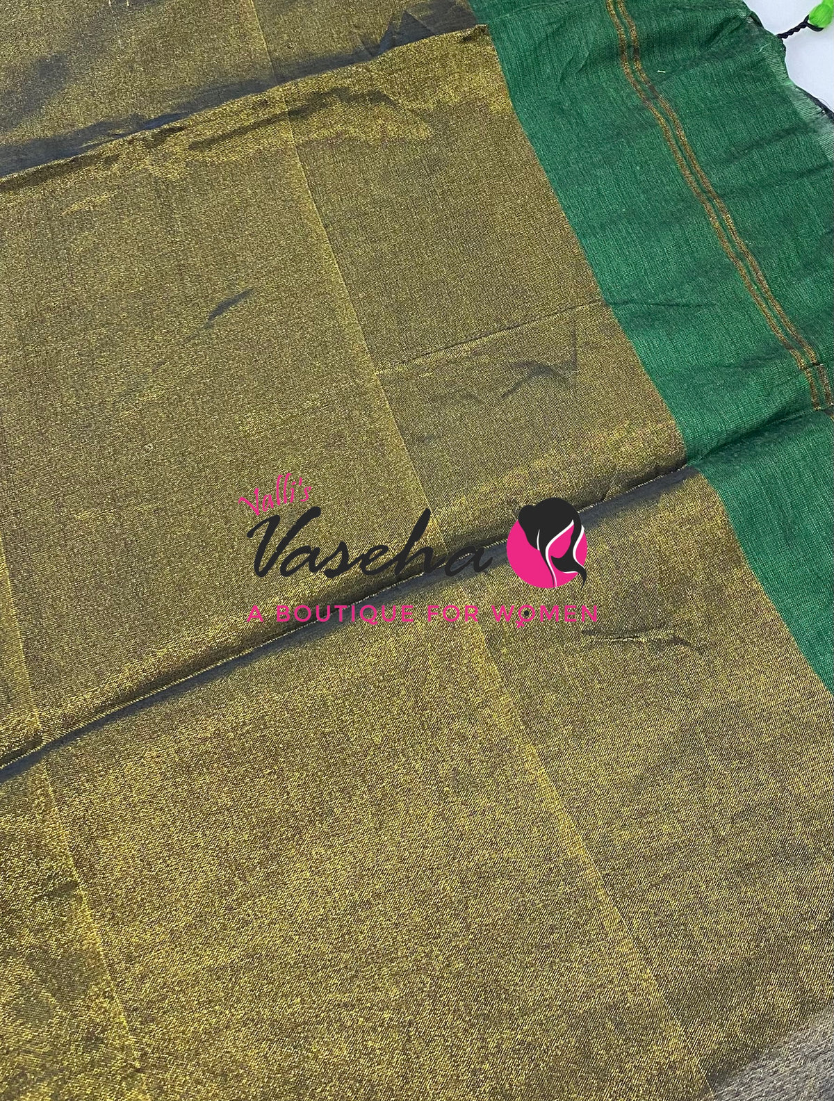 Handloom Cotton Sarees  - Green Shade - VVKC001
