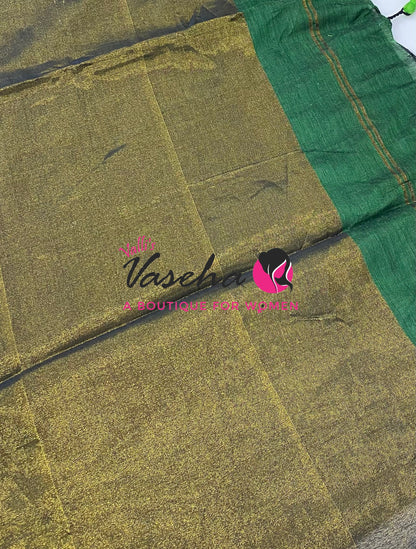 Handloom Cotton Sarees  - Green Shade - VVKC001