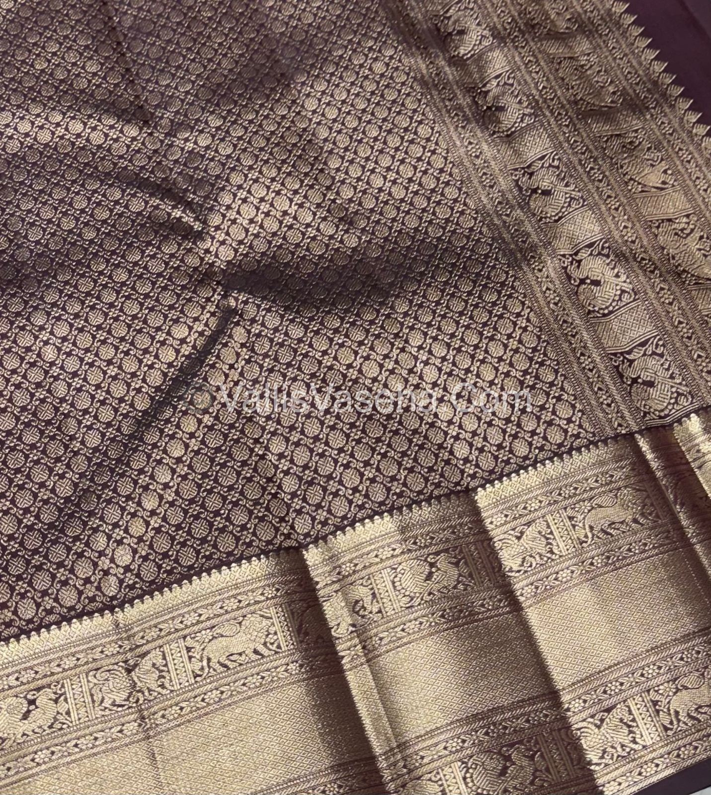 Pure Vintage Korvai Kanchipuram Bridal Silk Saree - Light Green & Brown Combo - VVPS033
