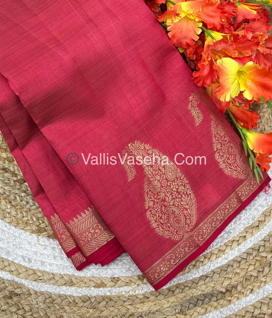 Semi Tussar Silk - Small Mango - Peachish Red Shade - VVSTS002