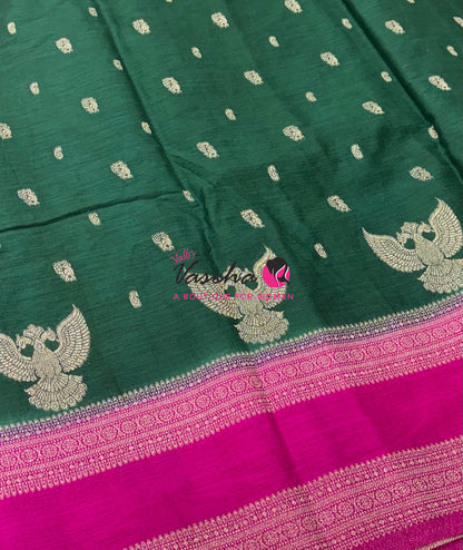 Banarasi - Heritage Silk -  Green With Pink - VVBHS015