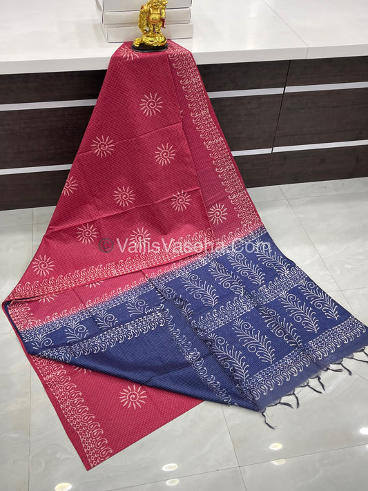 Bhagalpuri Silk | Pink with Blue Shade |VVBS009