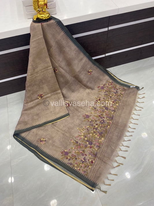 French Knot - Tissue Saree - Grey Shade - VVLFN001