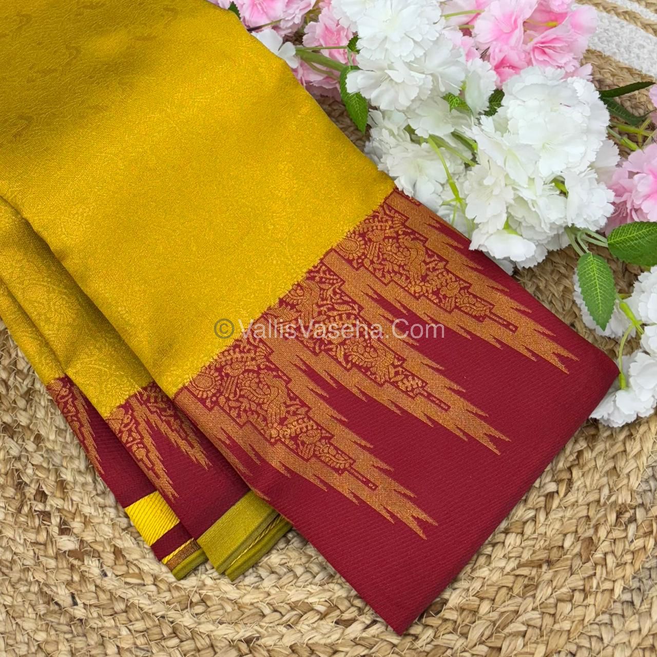 Kanchi Semi Silk  -  Yellow with Red - VVKSS003