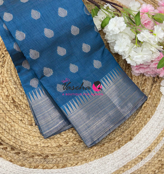 Semi Tussar Silk Saree | Blue Shade |VVSTS053
