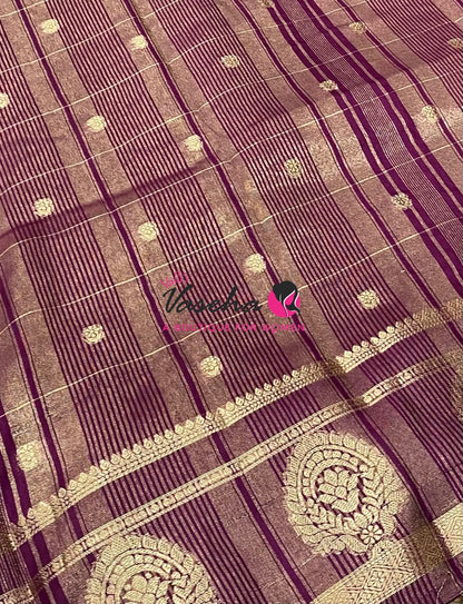 Semi Tussar Silk Saree | Wine Shade |VVSTS060