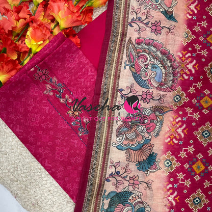Unstitched Chanderi Mixed Material | Pink Shade | VVUSM072