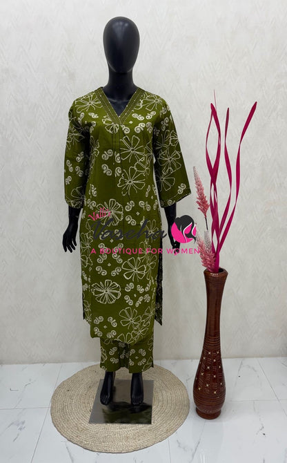 Top & Bottom(2pc) Co-Ord Set - Cotton - VVCS009